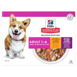 HILL'S SCIENCE PLAN HEALTHY CUISINE MIJOTÉS POUR CHIEN ADULTE SMALL & MINI AU POULET ET AU BŒUF 12X80G