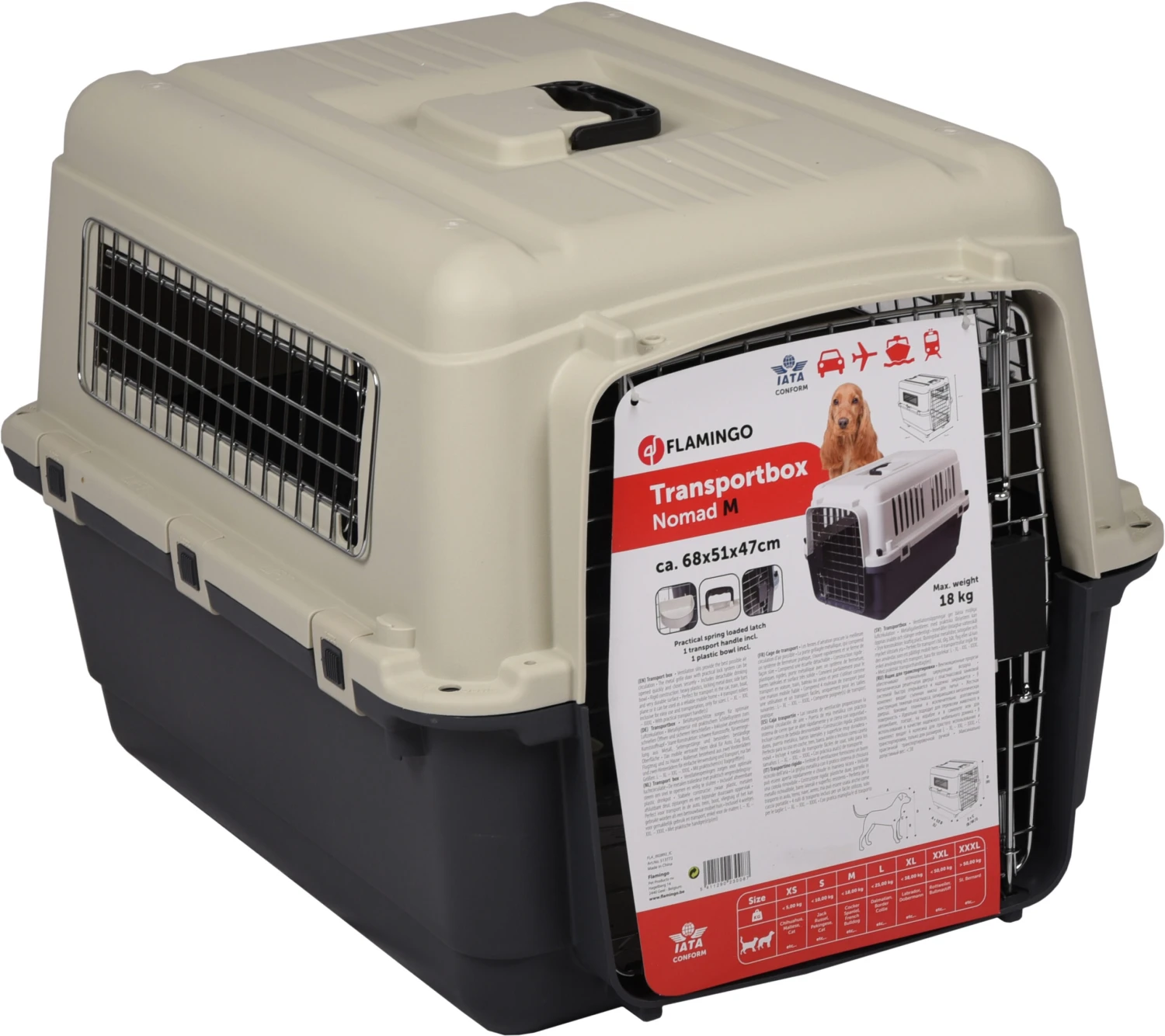 Flamingo Cage De Transport Nomad Gris M 53x67x47cm – Image 2