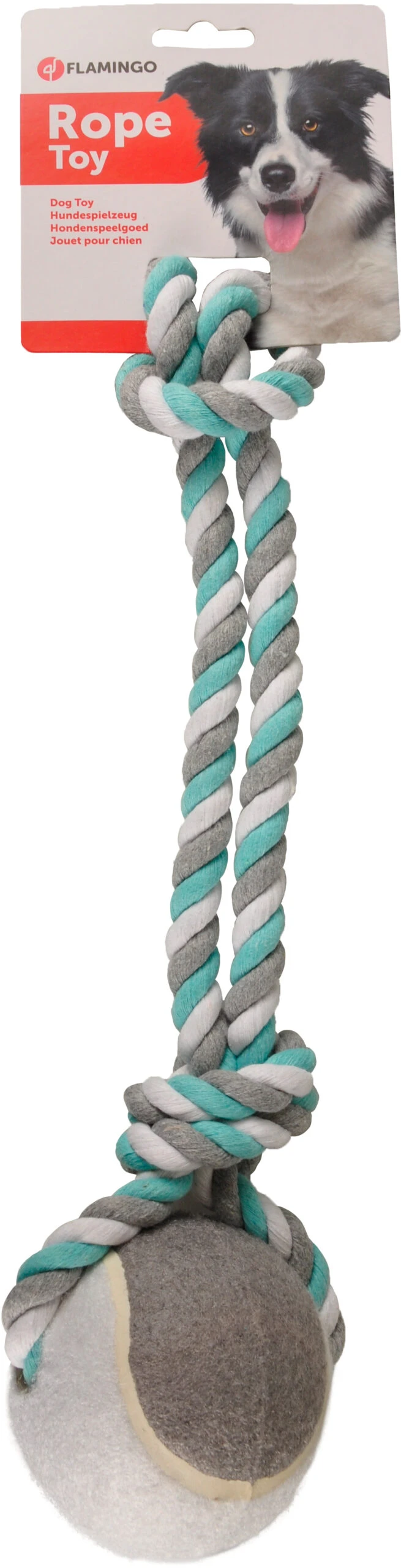 Flamingo Jouet Chien Jim En Coton Corde De Tirage Tennis Menthe/blanc/gris L Dia. 9,5cm/50cm – Image 2